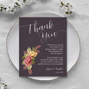 Elegant Floral Wedding Plate Thank You Card