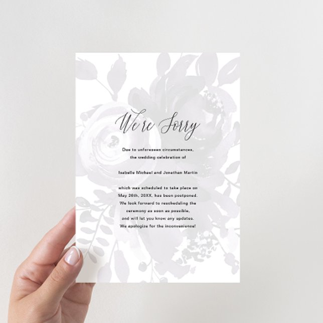 Elegant Floral Wedding Postponement Photo Announcement (Creator Uploaded)