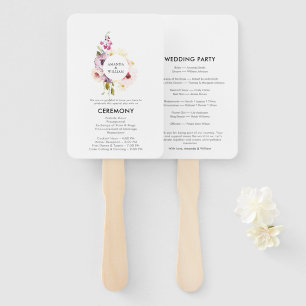 Elegant Floral Wedding Program Hand Fan