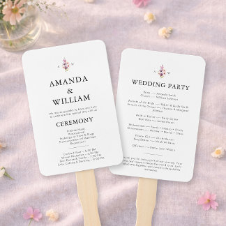 Elegant Floral Wedding Program Hand Fan