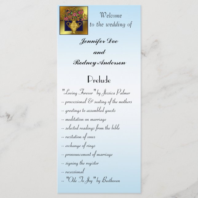 Elegant Floral Wedding Program Rack Card (Front)
