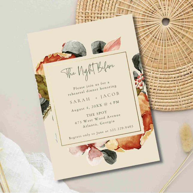 Elegant Floral Wedding Rehearsal Dinner Invitation (Elegant Floral Wedding Rehearsal Dinner Invitation)