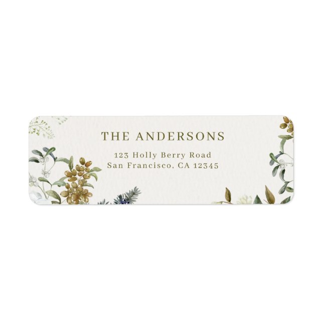 Elegant Floral Wedding Return Address Label  (Front)