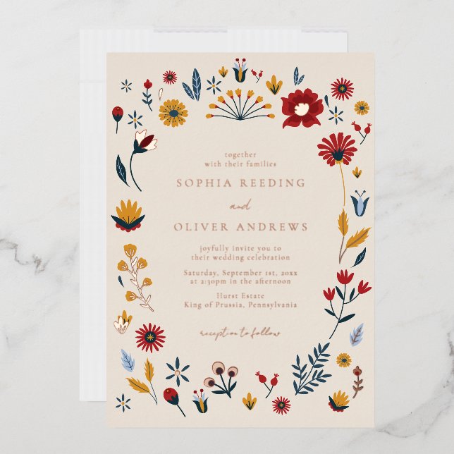 Elegant Floral Wedding Rose Gold Foil Invitation (Envelope)