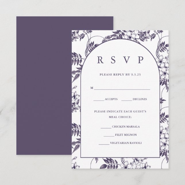 Elegant Floral Wedding RSVP Card (Front/Back)