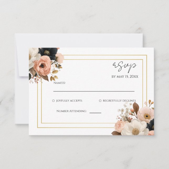Elegant Floral Wedding RSVP Card  (Front)