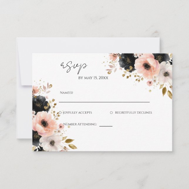 Elegant Floral Wedding RSVP Card  (Front)