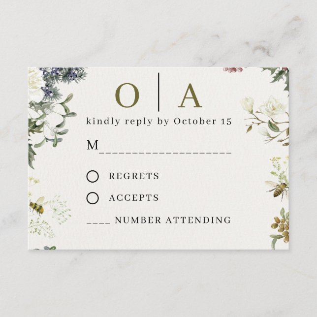 Elegant Floral Wedding RSVP Card | Watercolor  (Front)
