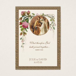 Elegant Floral Wedding Scripture Prayer Card
