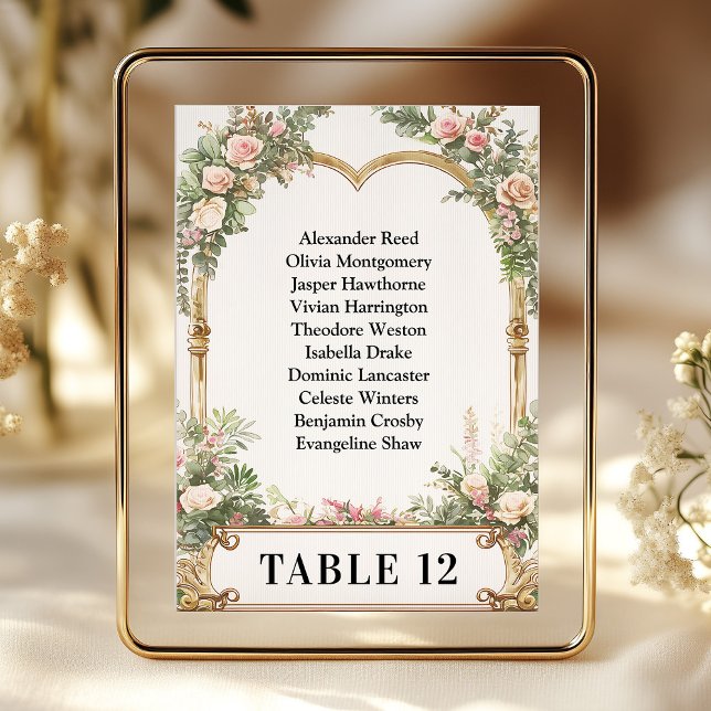 Elegant Floral Wedding Seating Chart Table Number (Creator Uploaded)