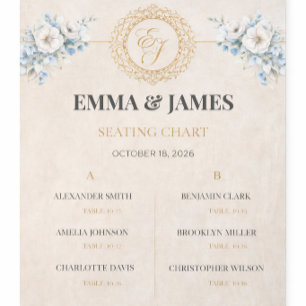 Elegant Floral Wedding Seating Chart Tapestry