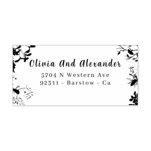 Elegant Floral Wedding Self‑Inking Rubber Stamp