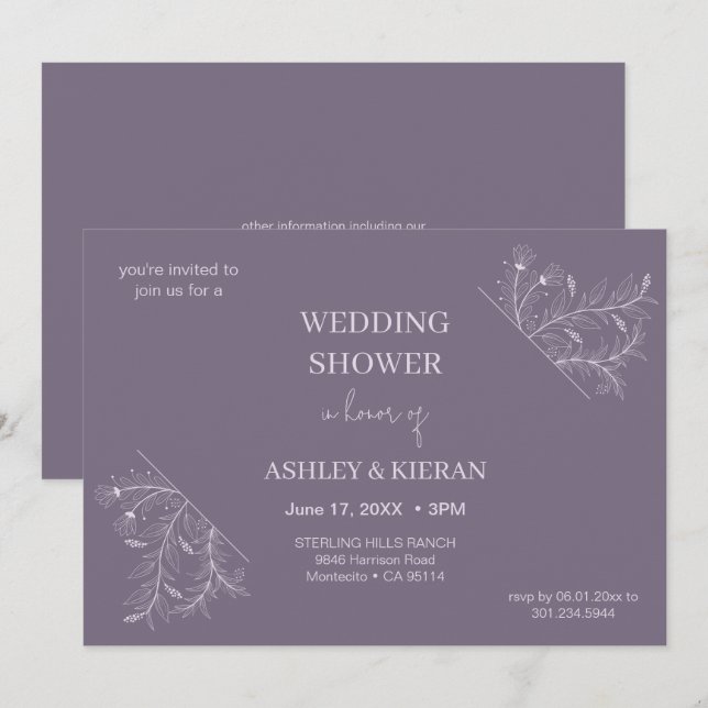 Elegant Floral "Wedding Shower" Invitation (Front/Back)
