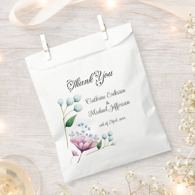 Elegant Floral Wedding Soft Botanical Romance Favour Bag (Clipped)