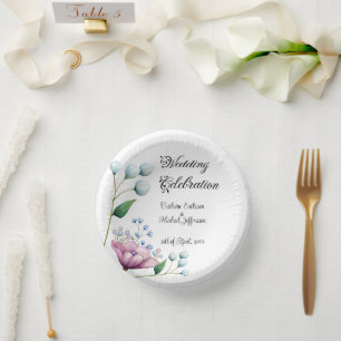 Elegant Floral Wedding Soft Botanical Romance Paper Plate