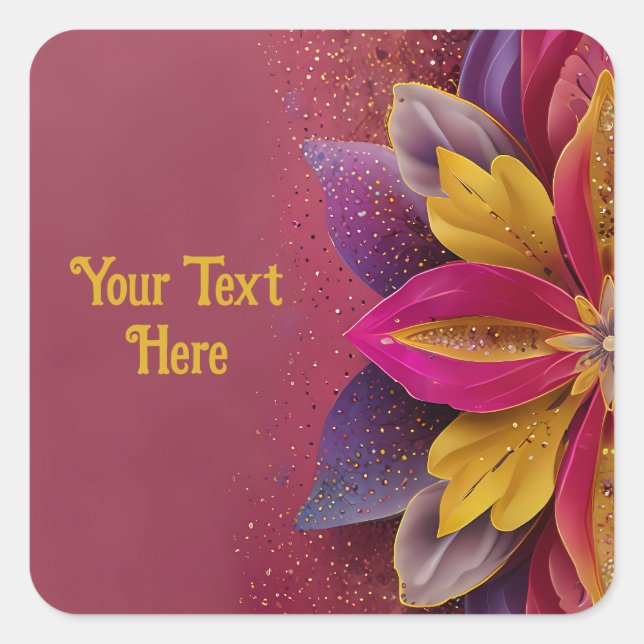Elegant Floral Wedding  Square Sticker (Front)