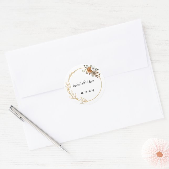 Elegant Floral Wedding Stickers (Envelope)
