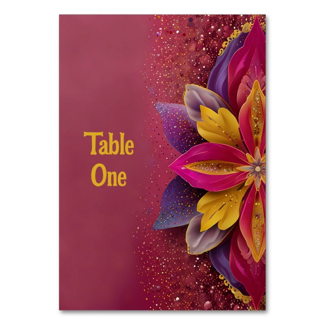 Elegant Floral Wedding  Table Number (Back)