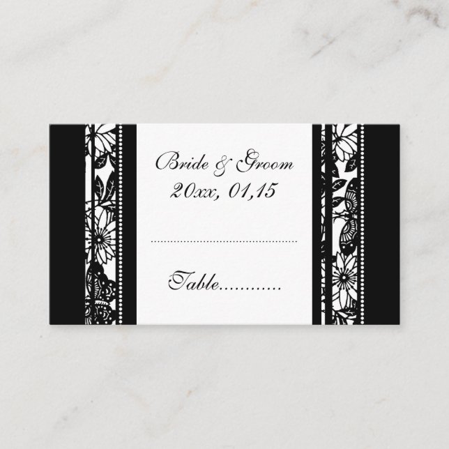 Elegant Floral Wedding Table Place Setting Cards (Front)