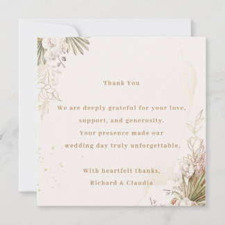 Elegant Floral Wedding Thank You Card 