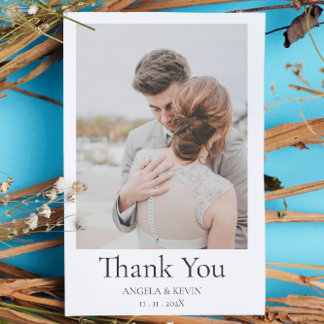 Elegant Floral Wedding Thank You Card with Customi