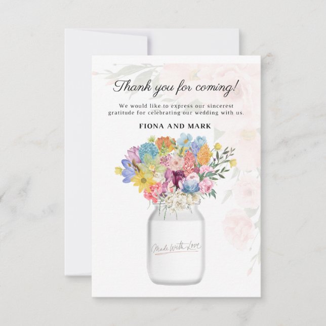 Elegant Floral Wedding Thank You Message  (Front)