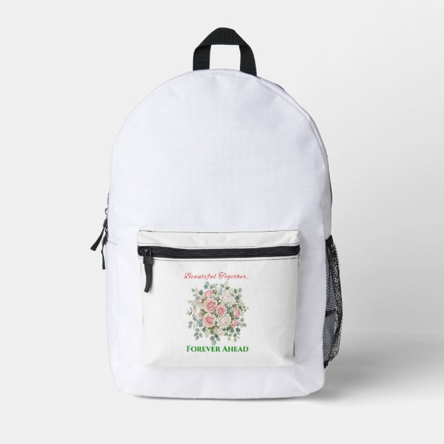 Elegant Floral Wedding Watch Printed Backpack (Front)