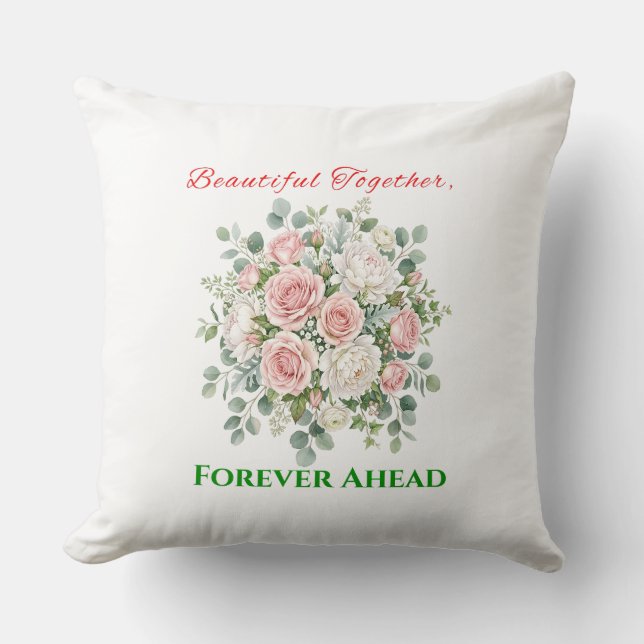 Elegant Floral Wedding Watch Throw Pillow (Front)