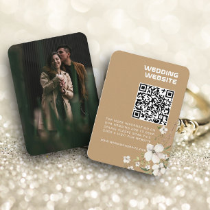Elegant Floral Wedding Website QR code Photo RSVP Enclosure Card