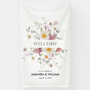 Elegant Floral Wedding Welcome Banner