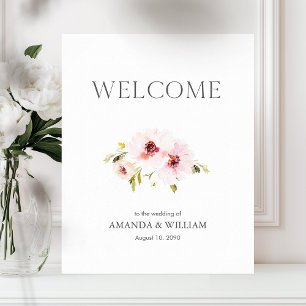 Elegant Floral Wedding Welcome Sign 