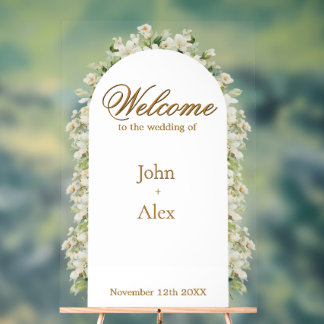 Elegant Floral Wedding Welcome Sign - Custom Made