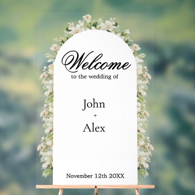 Elegant Floral Wedding Welcome Sign - Custom Made (Neutre)