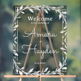 Elegant Floral Wedding Welcome Sign - Custom Made