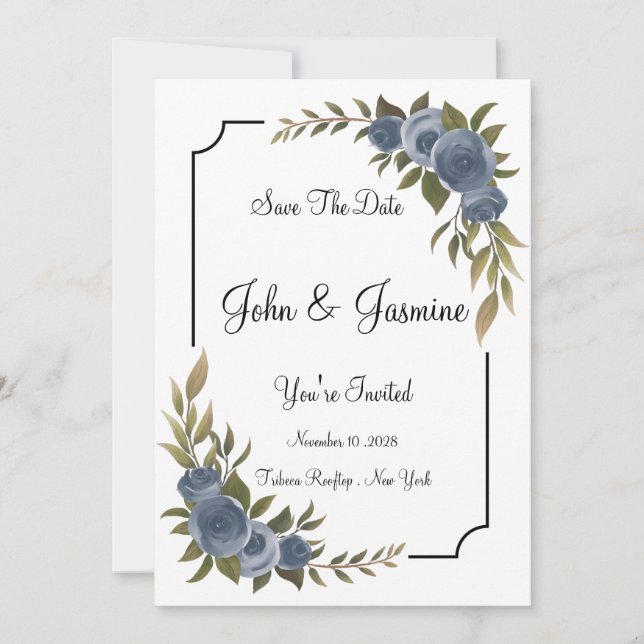 Elegant Floral Weeding Save To Date Invitation (Front)