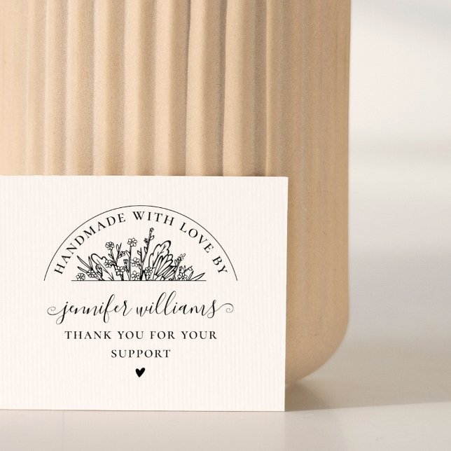 Elegant Floral Whimsical Script Handmade With Love Rubber Stamp (Creator Uploaded)