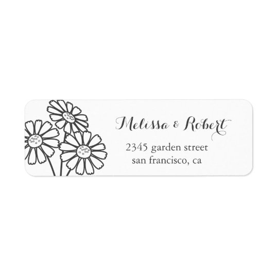 Elegant Floral White Daisies Bouquet Wedding Return Address Label