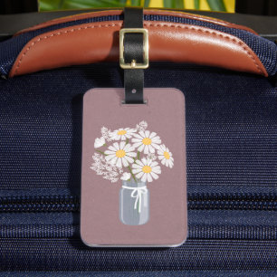Elegant Floral White Daisies Mason Jar Luggage Tag