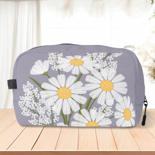Elegant Floral White Daisies on Lavender Dopp Kit