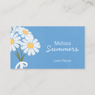 Elegant Floral White Daisies Rustic Business Card