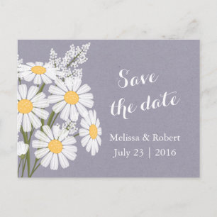 Elegant Floral White Daisies Save the Date Announcement Postcard