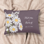 Elegant Floral White Daisies Wedding Decorative Pillow<br><div class="desc">The simplicity of a bouquet of white daisies,  aided by the white script font,  creates an elegant yet minimalistic wedding design. The text is fully editable.</div>