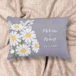 Elegant Floral White Daisies Wedding Decorative Pillow<br><div class="desc">The simplicity of a bouquet of white daisies,  aided by the white script font,  creates an elegant yet minimalistic wedding design. The text is fully editable.</div>