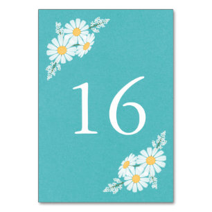 Elegant Floral White Daisies Wedding Table Number