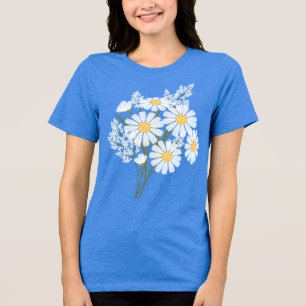 Elegant Floral White Daisies Wedding Tri-Blend Shirt