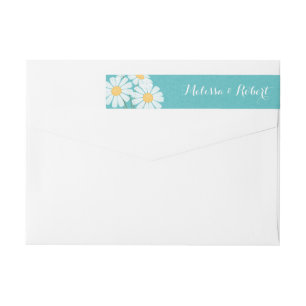 Elegant Floral White Daisies Wedding Wrap Around Label