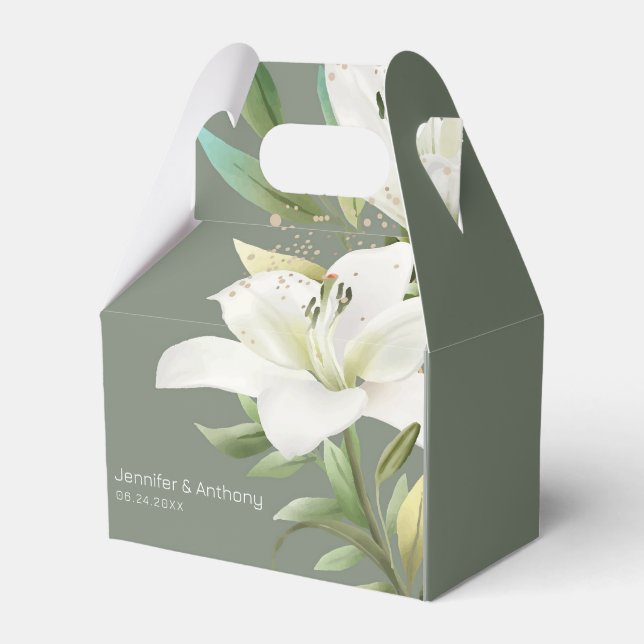 Elegant Floral White Lilies  Favor Box (Front Side)