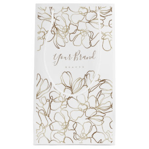 Elegant Floral White Personalized Small Paper Bag
