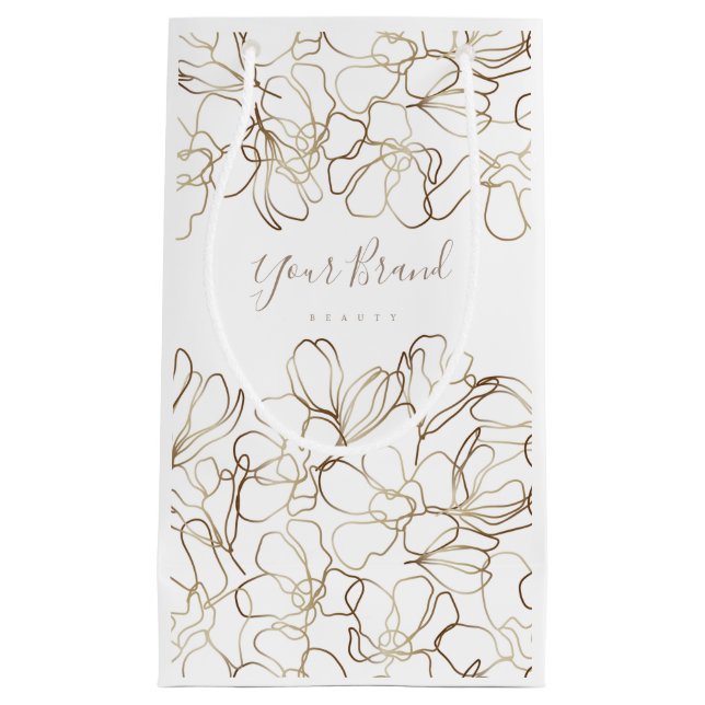Elegant Floral White Personalized Small Paper Bag (Front)