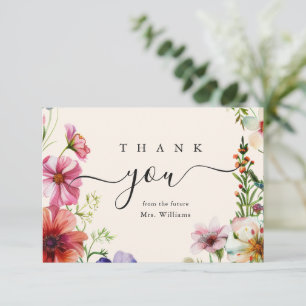 Elegant Floral Wildflower Bridal Shower Thank You Card
